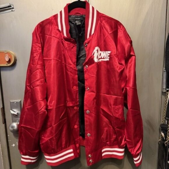 Retro David Bowie Rare Limited Edition Red Satin Bomber / Varsity Tour Jacket - Picture 4 of 16